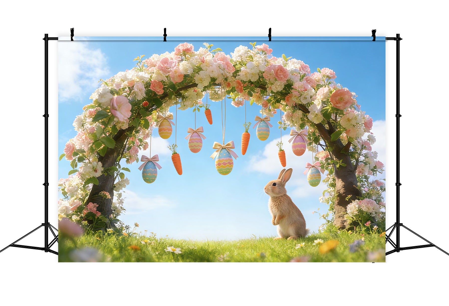 Easter Arch Backdrop Colorful Egg Hunt Letters Easter Backdrop Photography CSH61-55