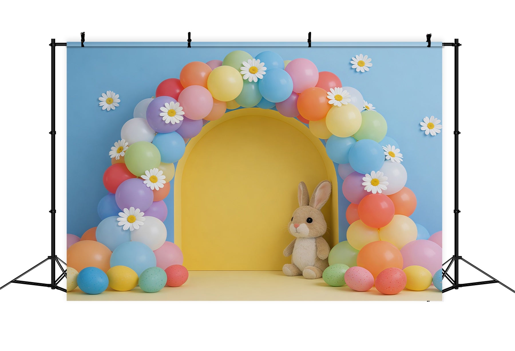 Easter Balloon Backdrop Daisy Arch Garland Bunny Easter Backdrops For Photography CSH61-57