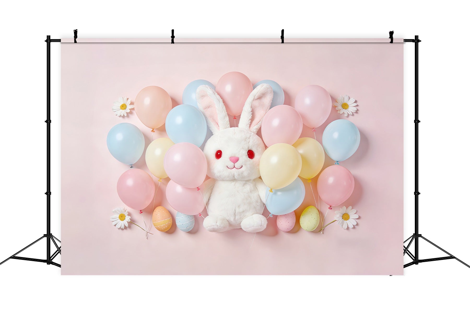 Easter Balloon Backdrop Pastel Eggs Pile Bunny Easter Photo Backdrops CSH61-58