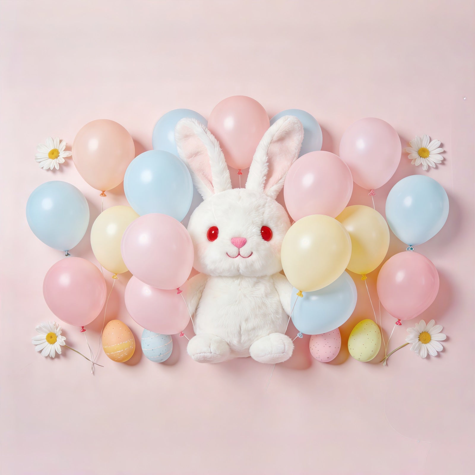 Easter Balloon Backdrop Pastel Eggs Pile Bunny Easter Photo Backdrops CSH61-58