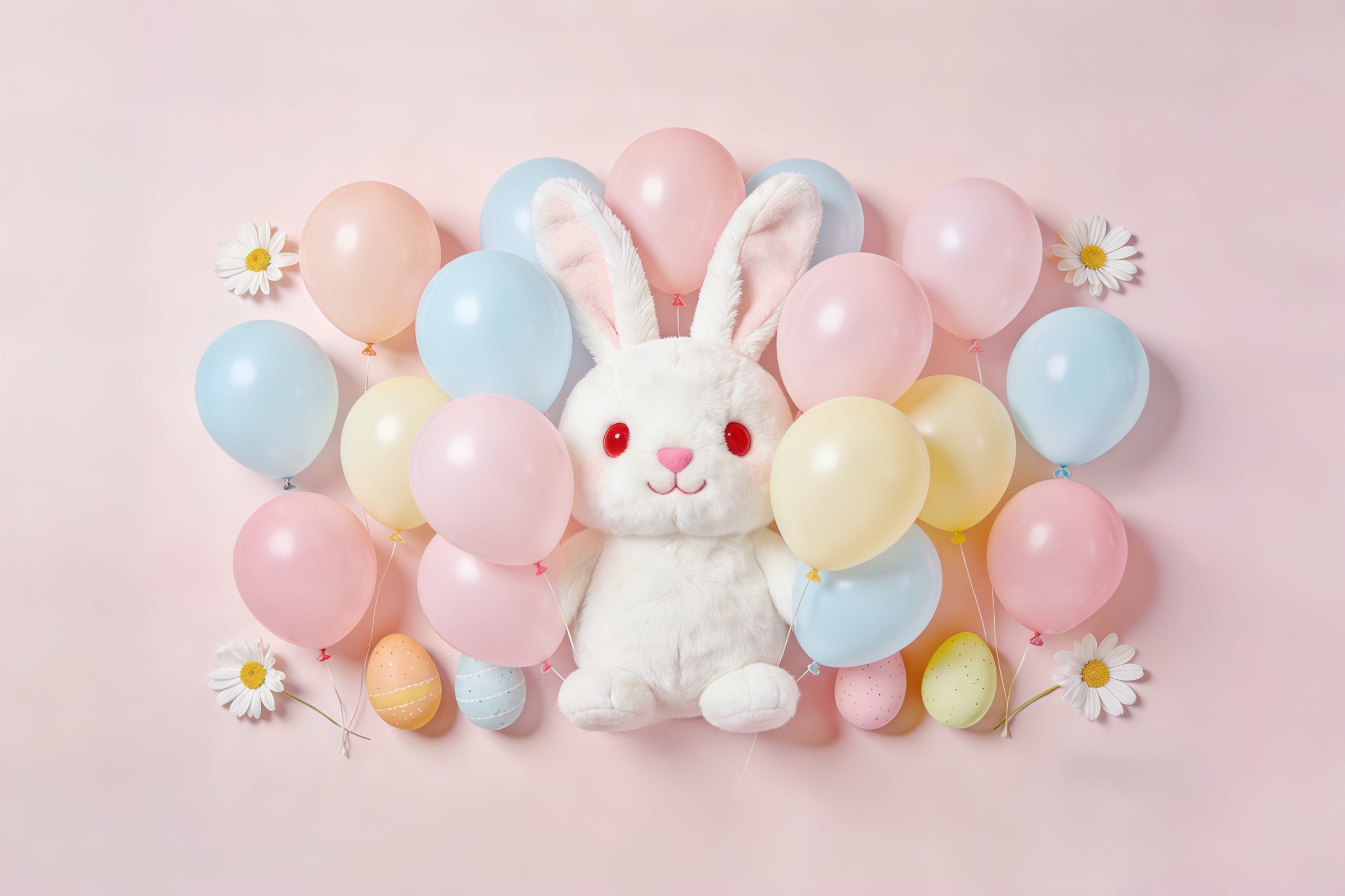 Easter Balloon Backdrop Pastel Eggs Pile Bunny Easter Photo Backdrops CSH61-58