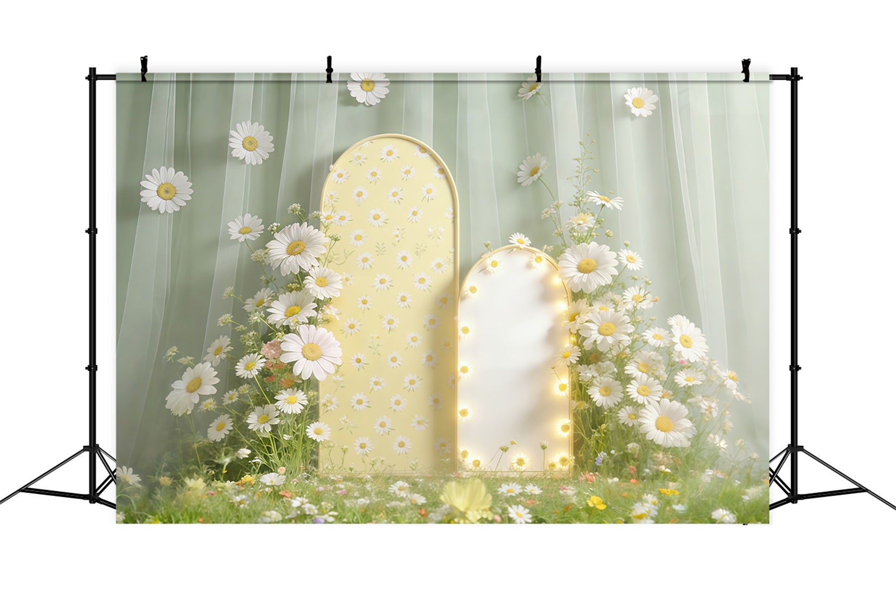 Easter Daisy Backdrop Flower Garden Arch Soft Light Photo Backdrop Easter CSH61-66