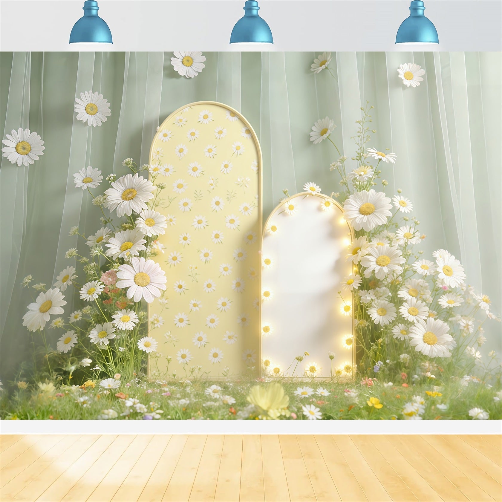 Easter Daisy Backdrop Flower Garden Arch Soft Light Photo Backdrop Easter CSH61-66