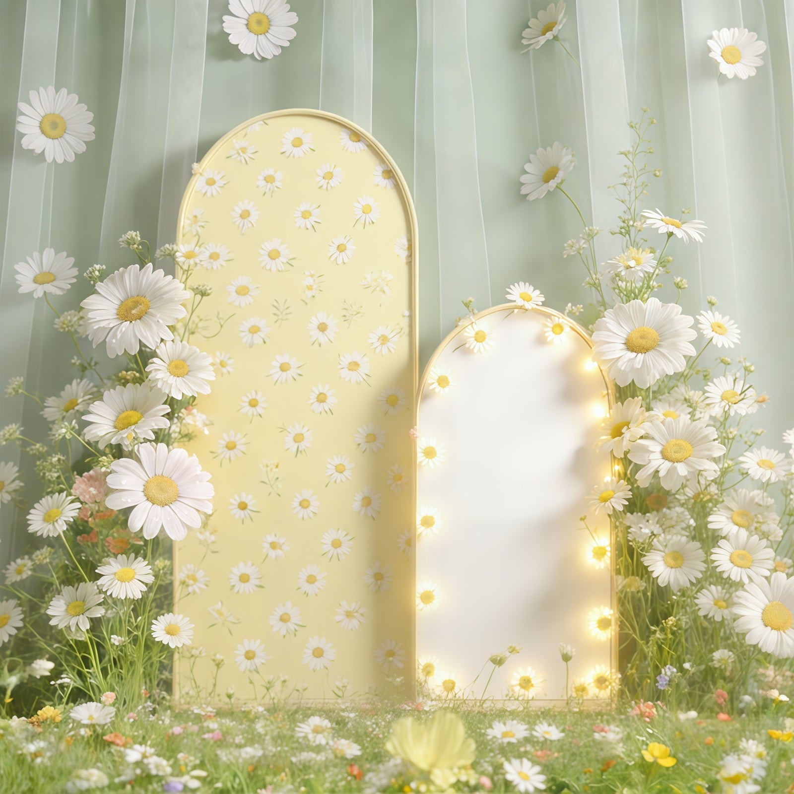 Easter Daisy Backdrop Flower Garden Arch Soft Light Photo Backdrop Easter CSH61-66