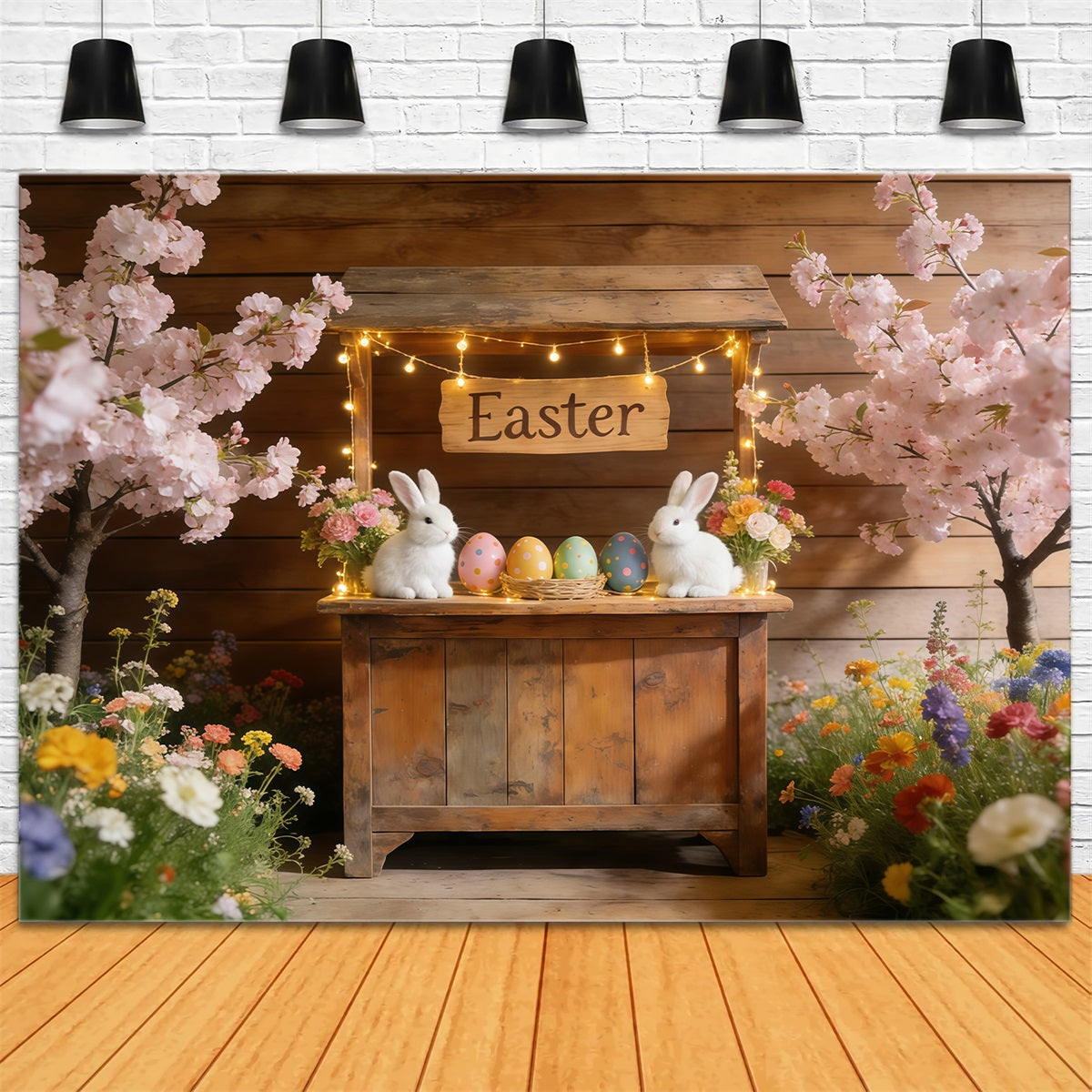 Easter Cherry Blossom Backdrop Blossom Bunny Market Stall Backdrops For Easter Pictures CSH61-69
