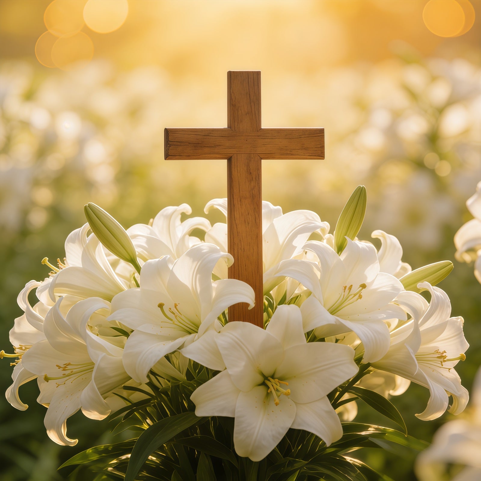 Easter Lily Backdrop Cross Soft Bokeh Spring Outdoor Easter Backdrop CSH61-73