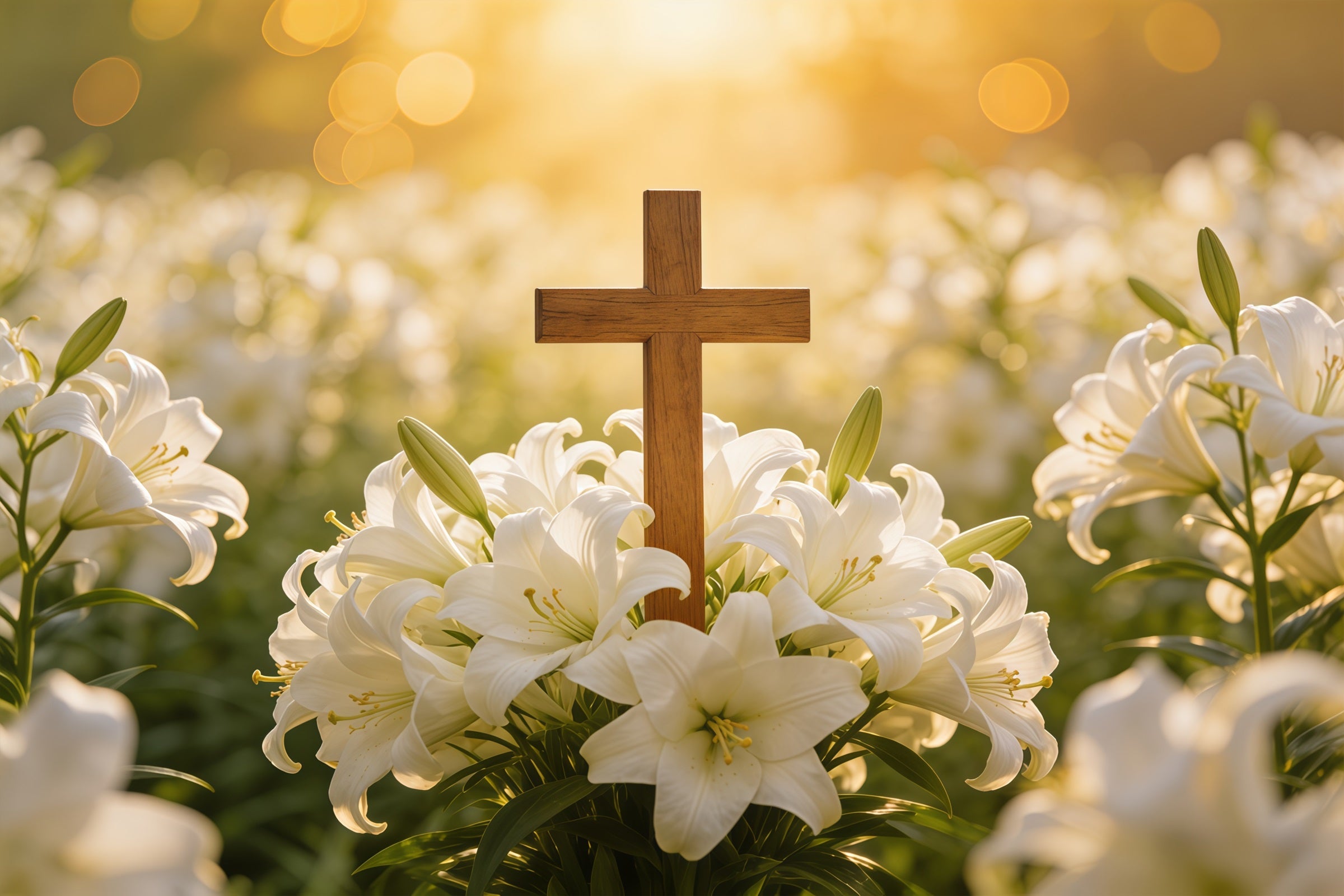 Easter Lily Backdrop Cross Soft Bokeh Spring Outdoor Easter Backdrop CSH61-73