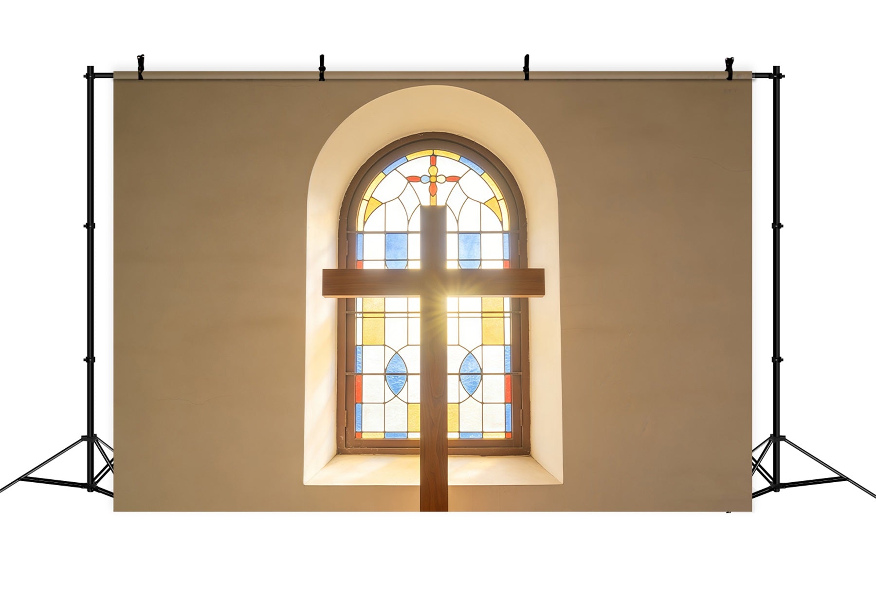 Easter Cross Backdrop Stained Glass Church Window Backdrops Easter CSH61-76
