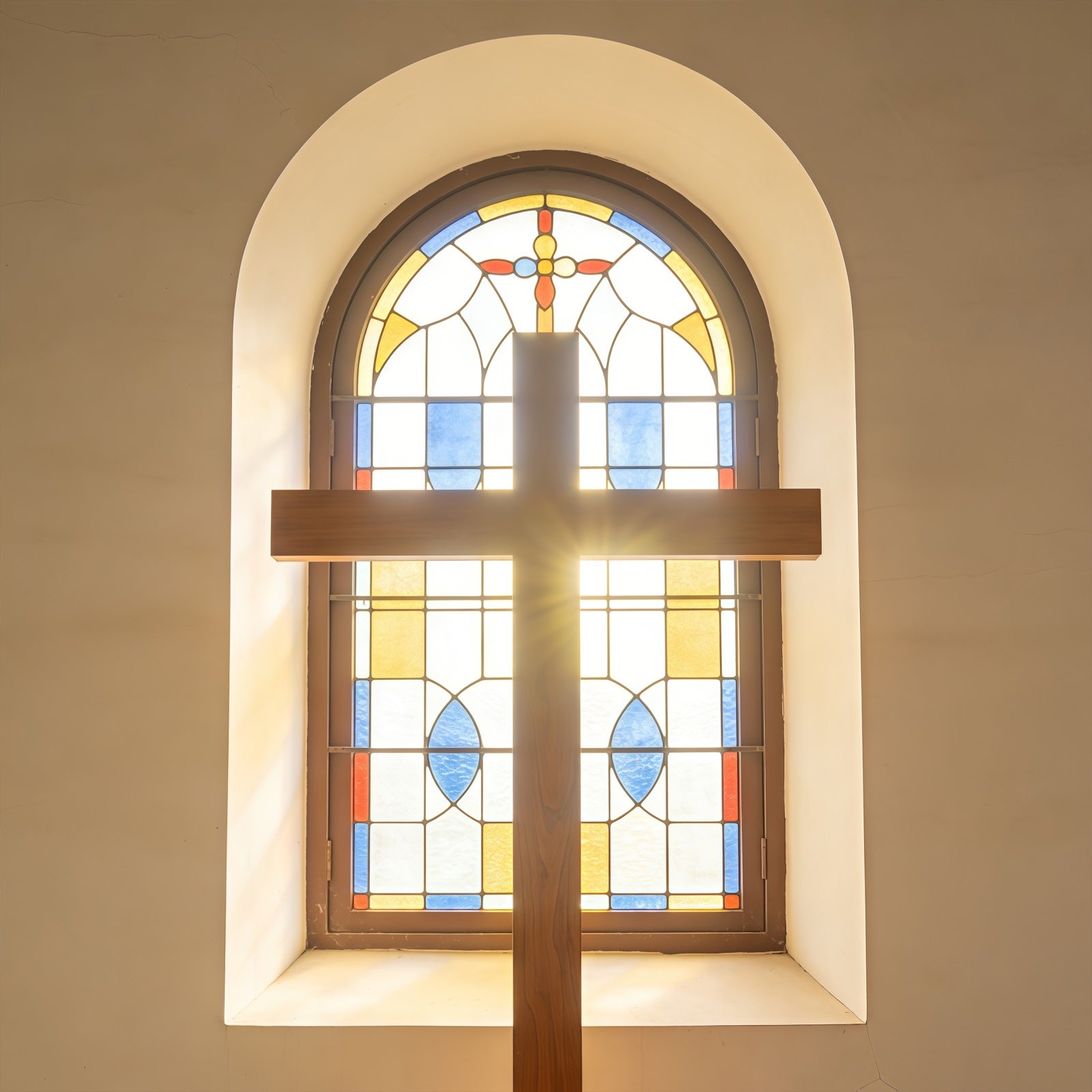 Easter Cross Backdrop Stained Glass Church Window Backdrops Easter CSH61-76