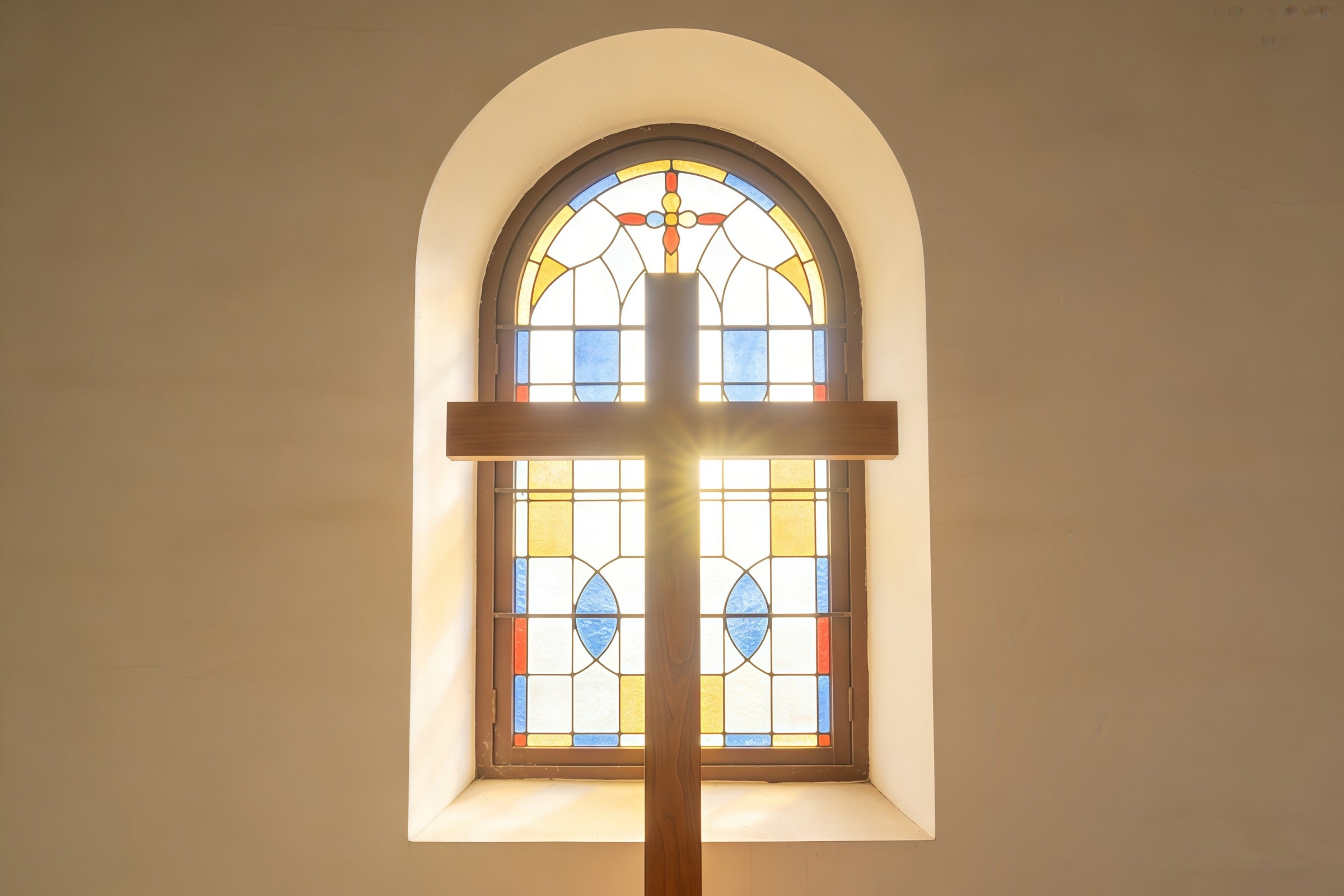 Easter Cross Backdrop Stained Glass Church Window Backdrops Easter CSH61-76