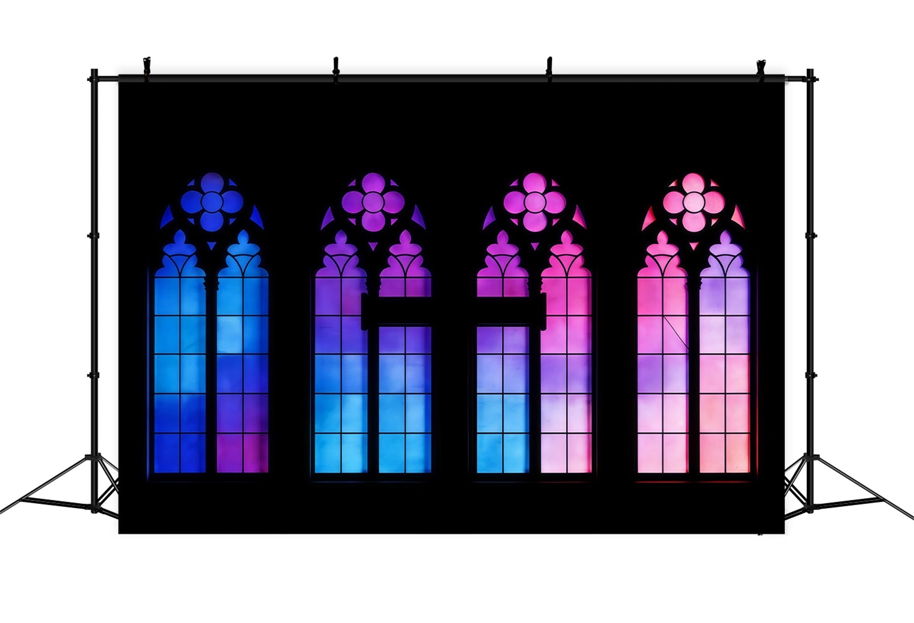 Easter Stained Glass Backdrop Gradient Purple Church Window Easter Backdrops For Photos CSH61-77