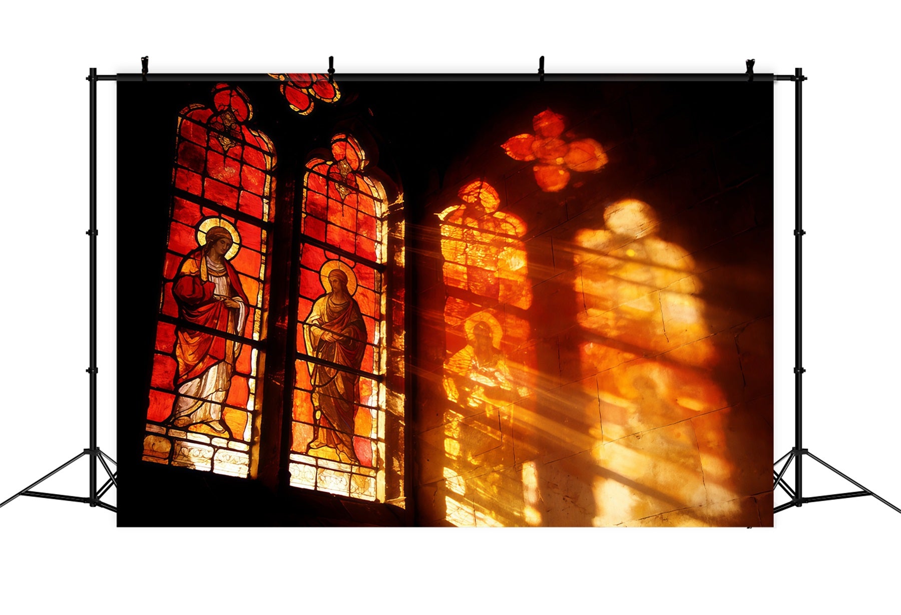 Easter Stained Glass Backdrop Sunset Through Windows Easter Backdrops For Photos CSH61-78