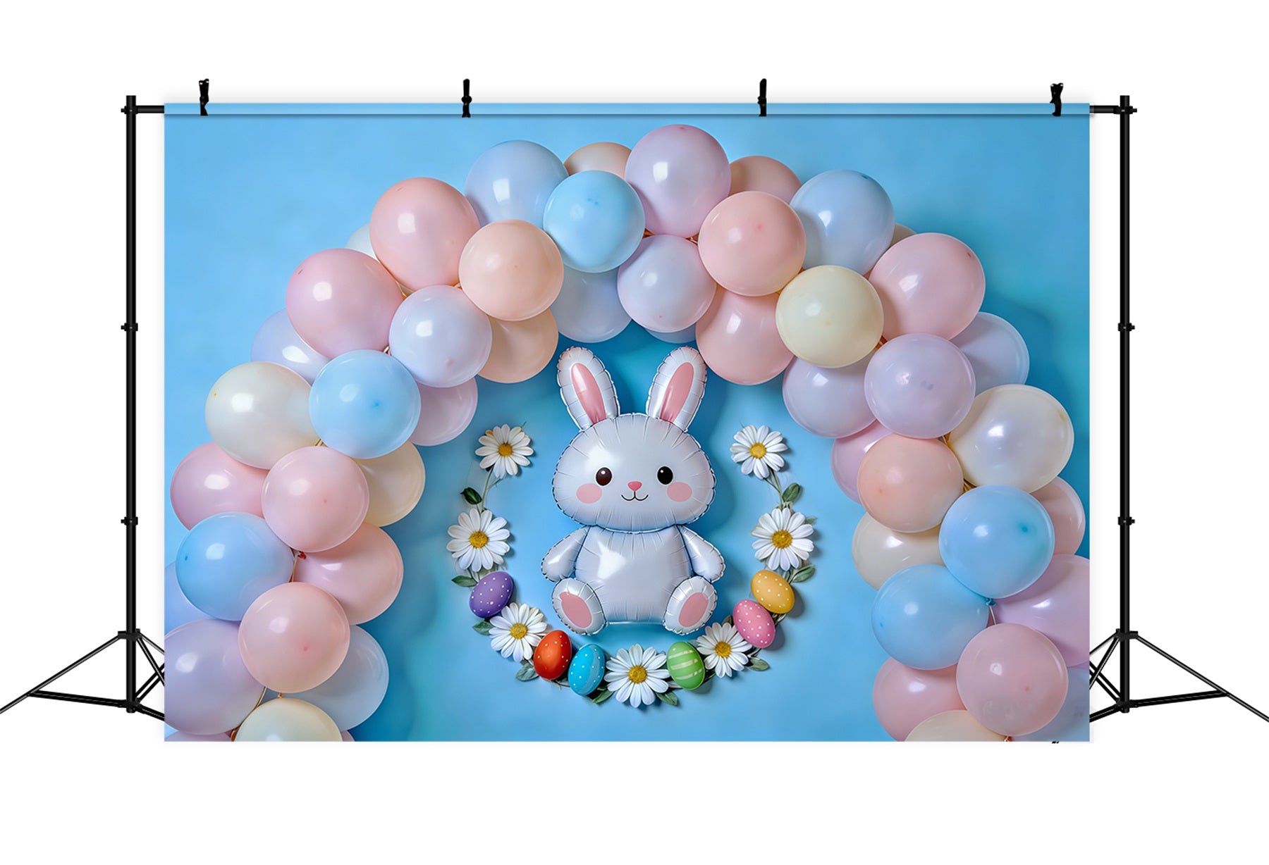 Easter Pastel Balloons Backdrop Balloon Arch Bunny Eggs Easter Backdrops Photography CSH61-82