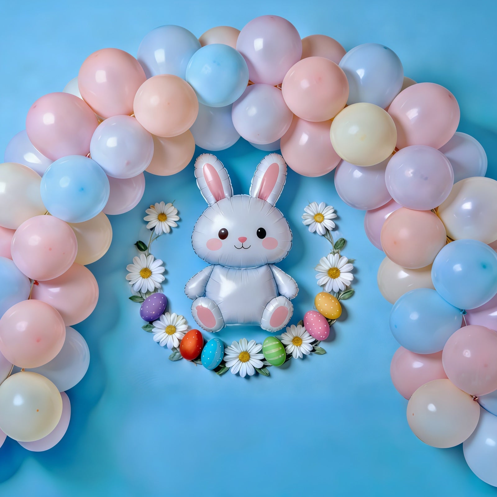 Easter Pastel Balloons Backdrop Balloon Arch Bunny Eggs Easter Backdrops Photography CSH61-82