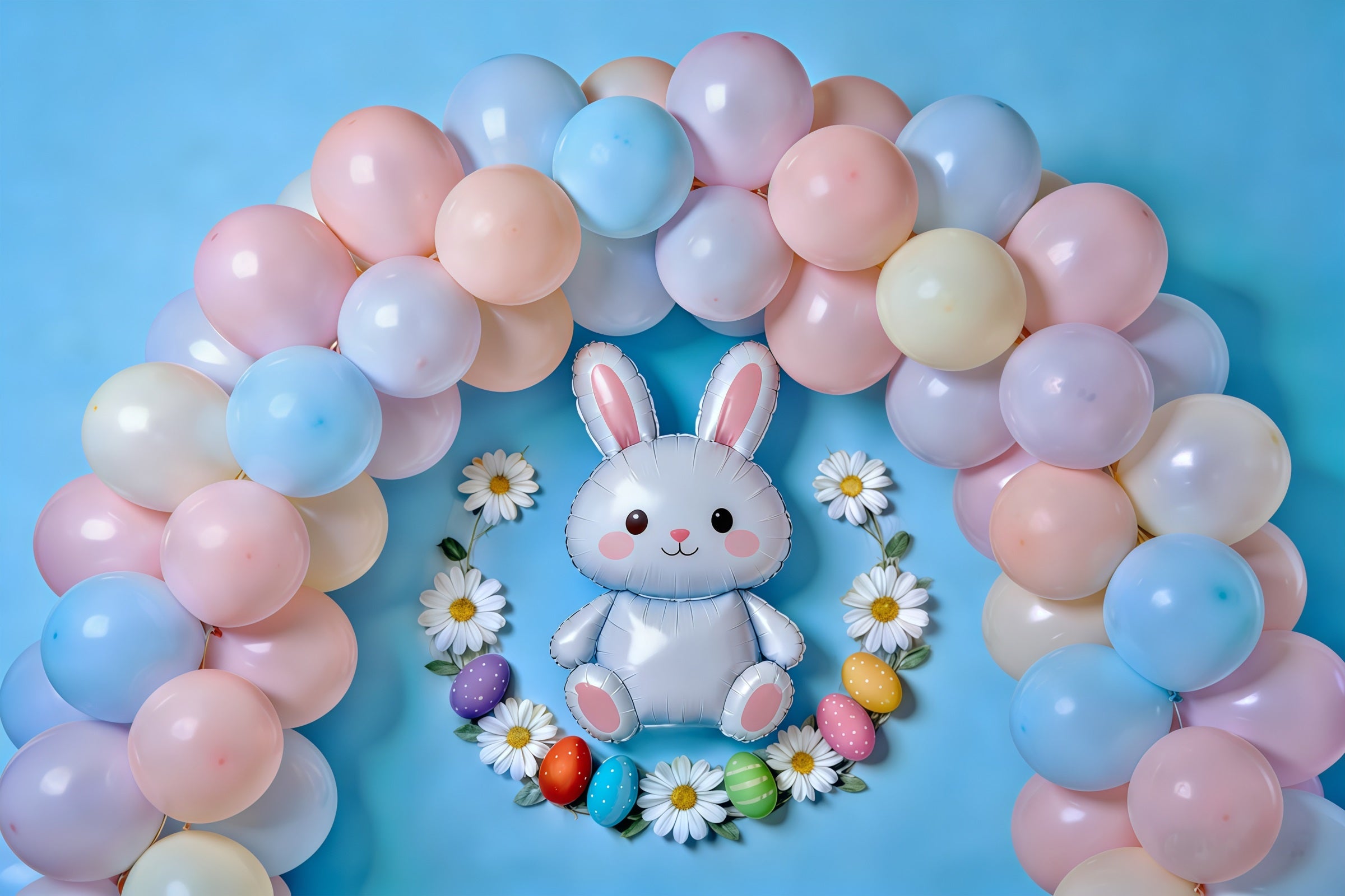 Easter Pastel Balloons Backdrop Balloon Arch Bunny Eggs Easter Backdrops Photography CSH61-82