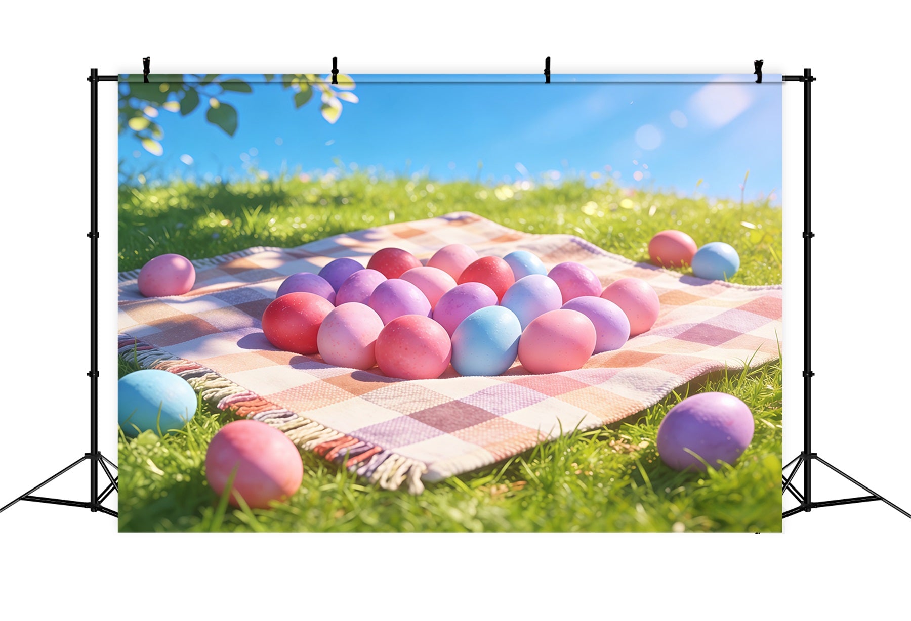 Easter Church Photo Backdrop Pastel Egg Field Meadow Happy Easter Backdrop CSH61-9