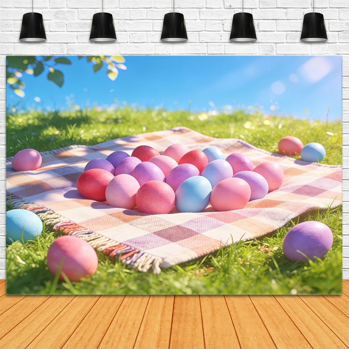 Easter Church Photo Backdrop Pastel Egg Field Meadow Happy Easter Backdrop CSH61-9