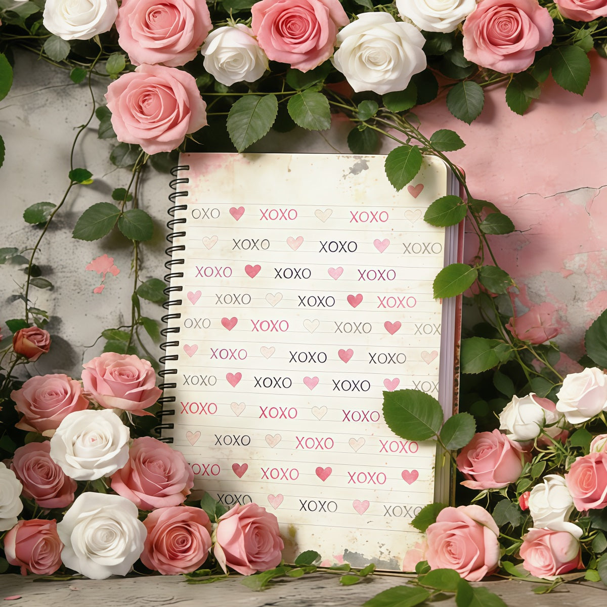 XOXO Backdrop Romantic Rose Vintage Garden Valentine's Day Backdrop CSH61-97
