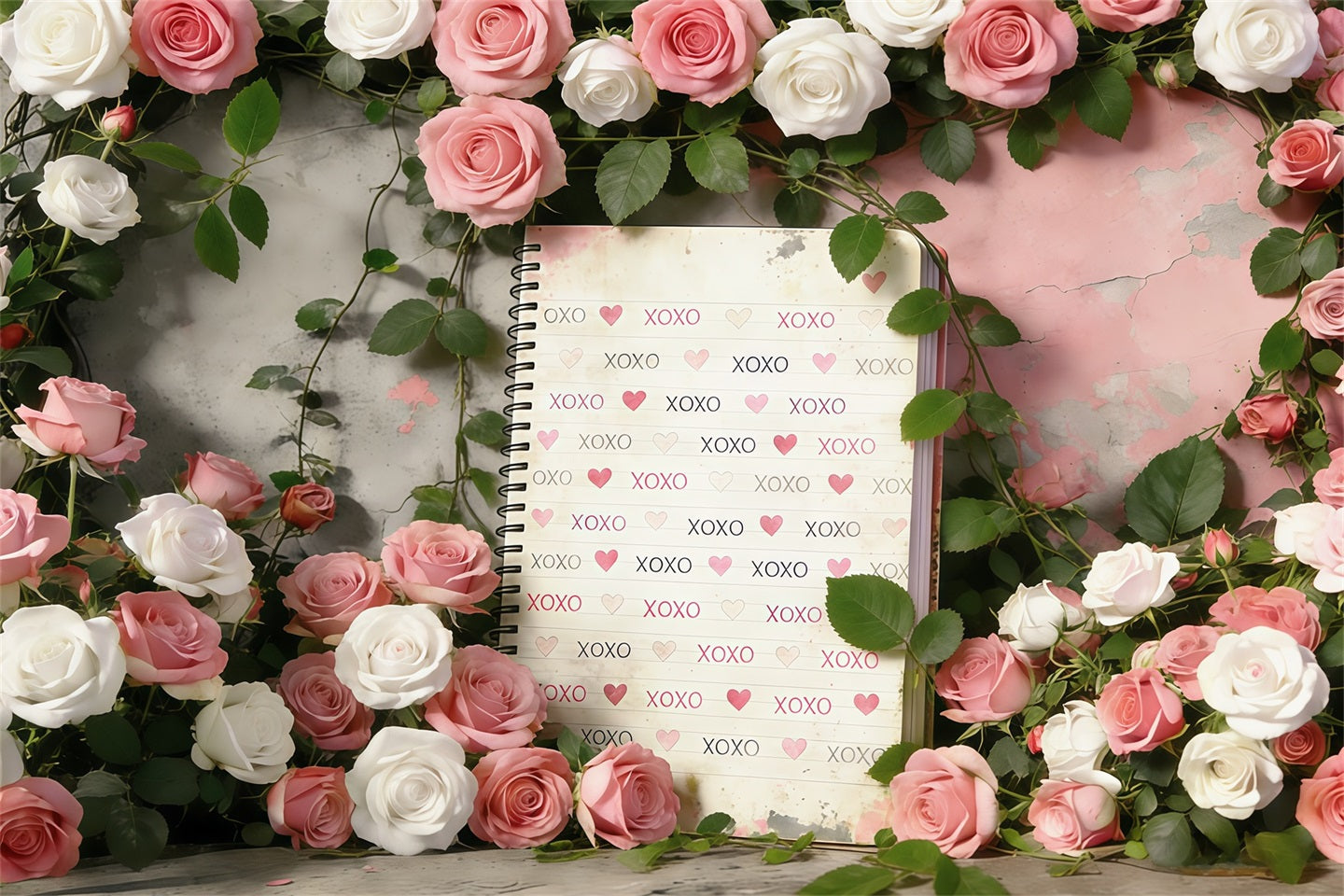 XOXO Backdrop Romantic Rose Vintage Garden Valentine's Day Backdrop CSH61-97