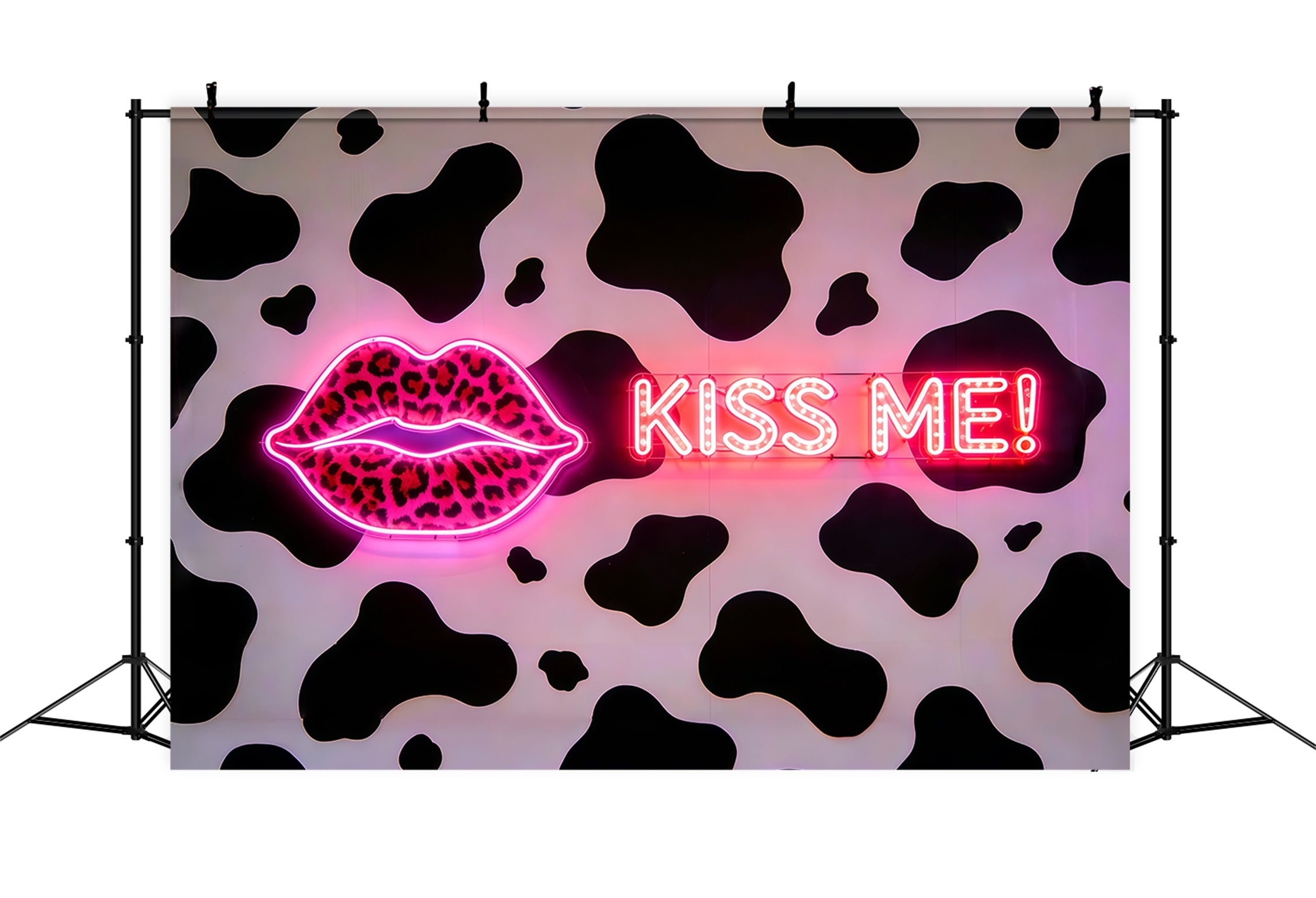 Kissing Lips Backdrop Neon Signs Pop Wall Romantic Backdrop CSH61-98