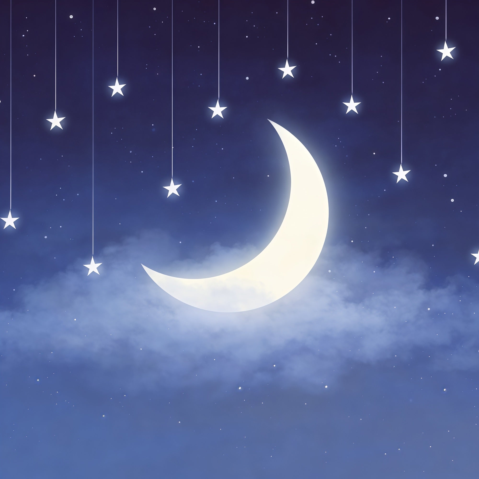 Night Sky Backdrop Crescent Star Garland Sky Cloud Photo Backdrop CSH62-123