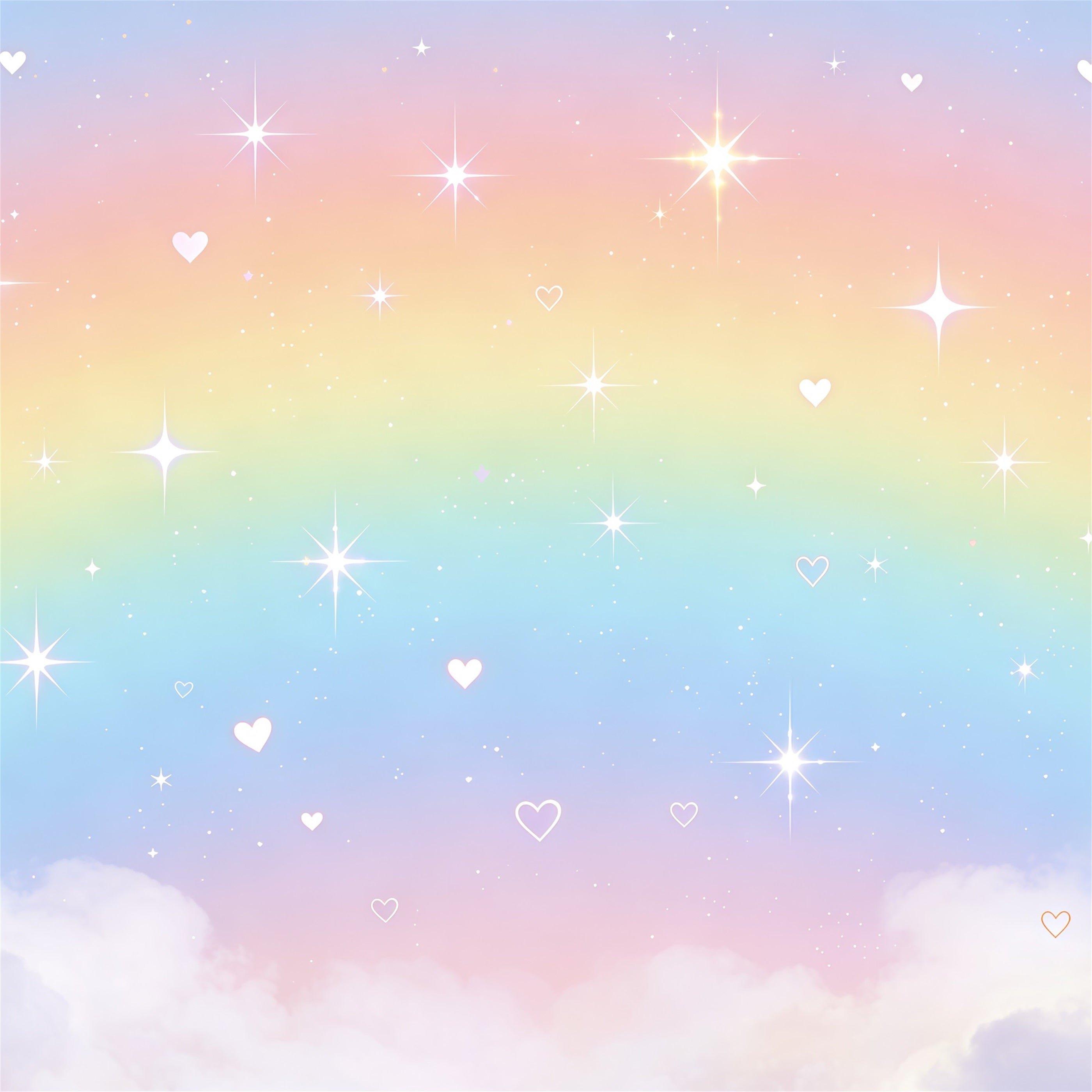 Starry Sky Backdrop Pastel Rainbow Heart Sparkles Kids Photography Backdrop CSH62-124