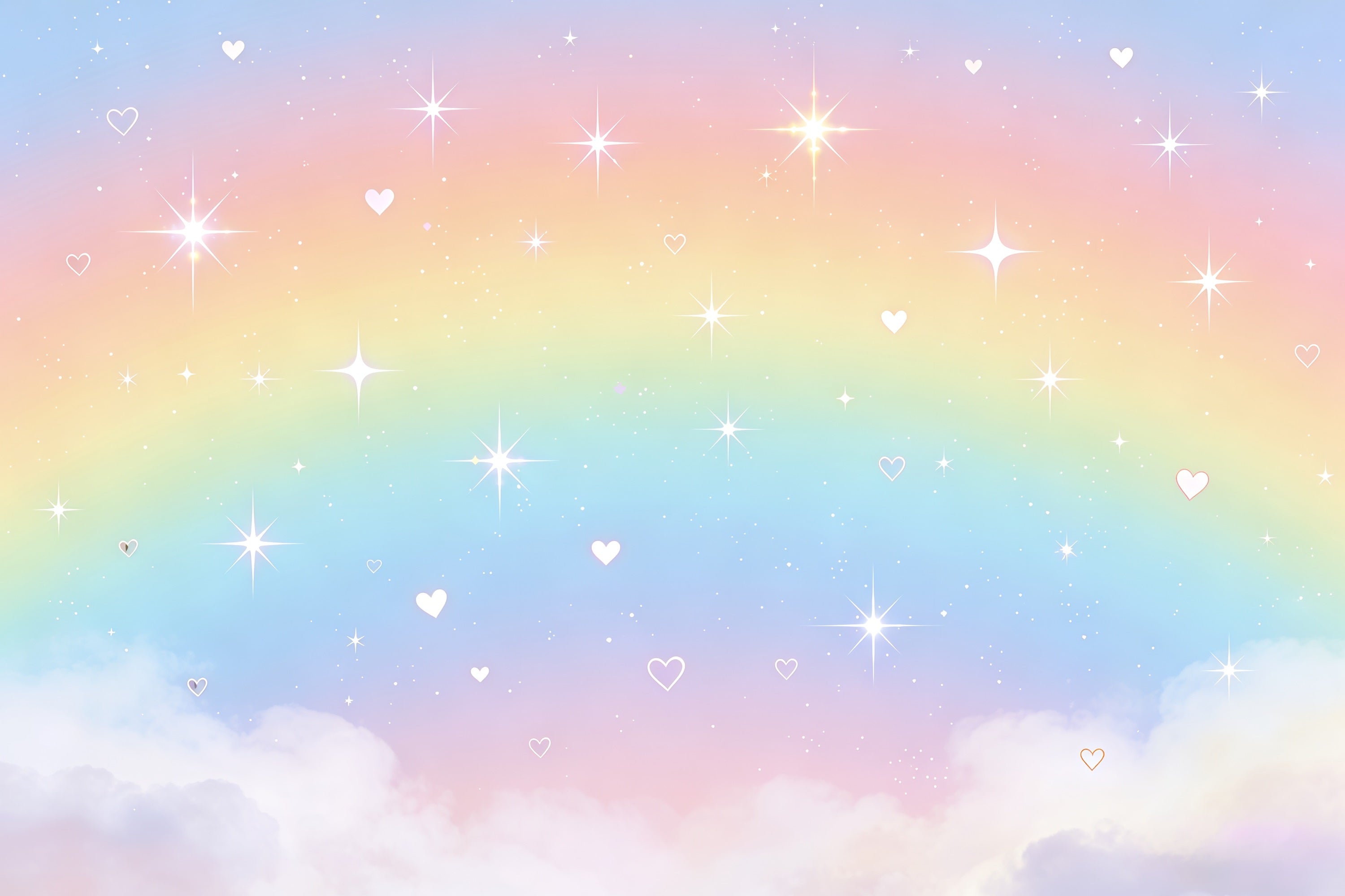 Starry Sky Backdrop Pastel Rainbow Heart Sparkles Kids Photography Backdrop CSH62-124