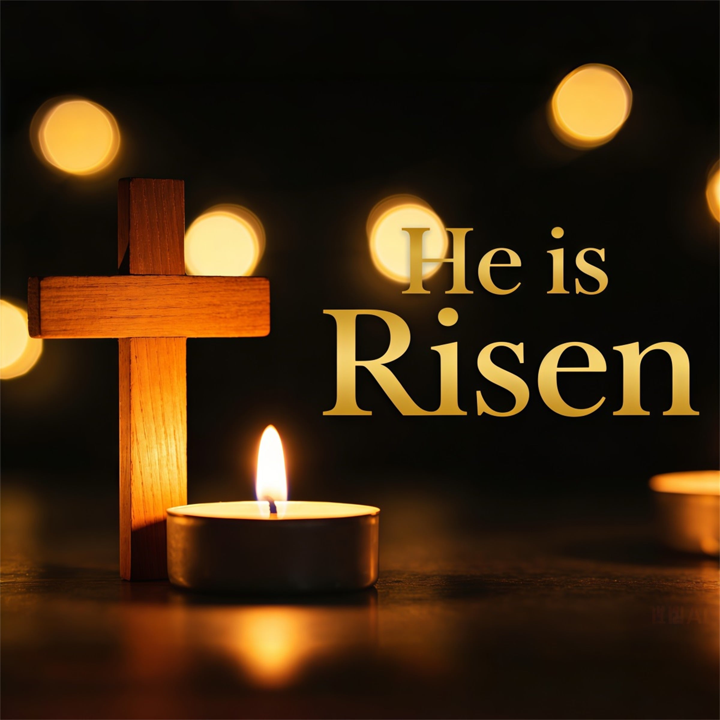 Cross Backdrop He Is Risen Candle Lights Happy Easter Backdrops CSH62-63