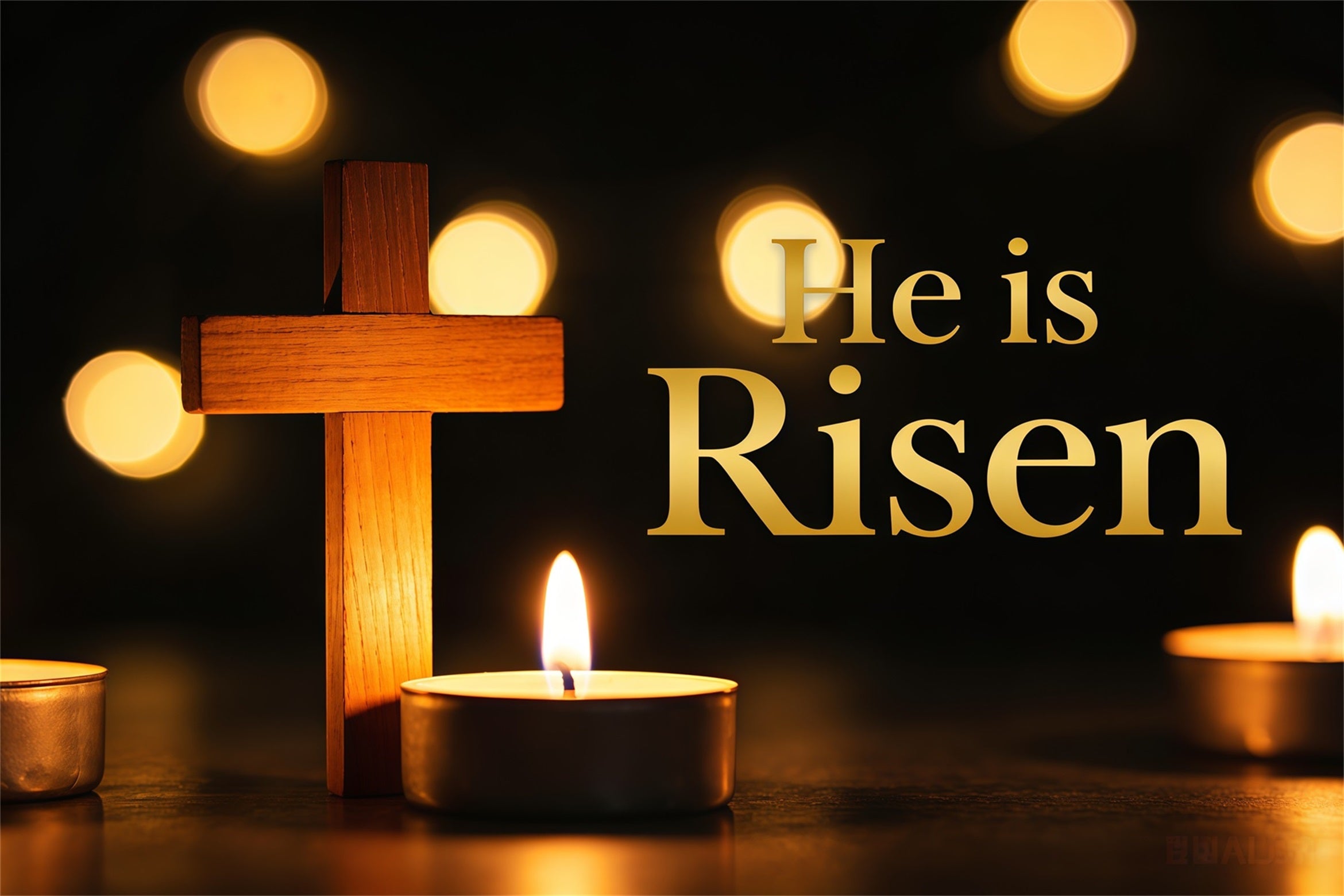 Cross Backdrop He Is Risen Candle Lights Happy Easter Backdrops CSH62-63