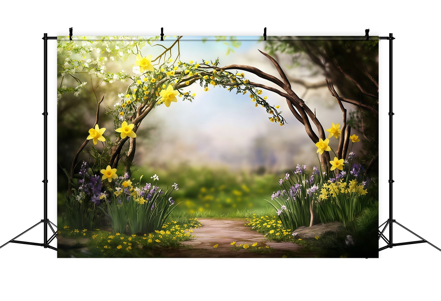 Easter Daffodil,l Backdrop Twig Arch Wildflower Blooms Backdrops For Easter Plays CSH62-78