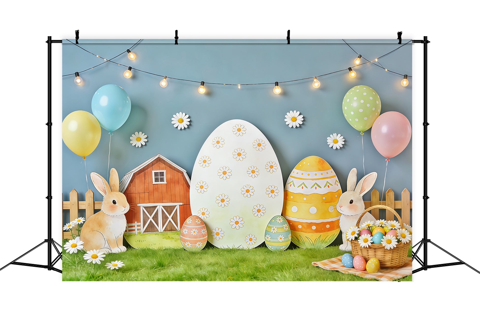 Easter Rustic Backdrop Farm Cutout Daisy Eggs Easter Backdrop Lighting & Studio CSH62-88