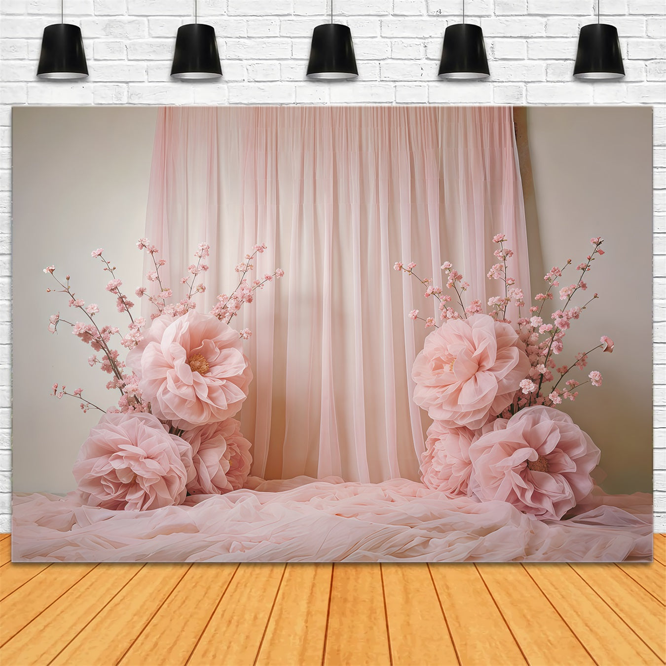 Mothers Day Flower Backdrop Blush Draped Floral Blossom Display Mothers Day Photo Backdrop Ideas CSH63-104
