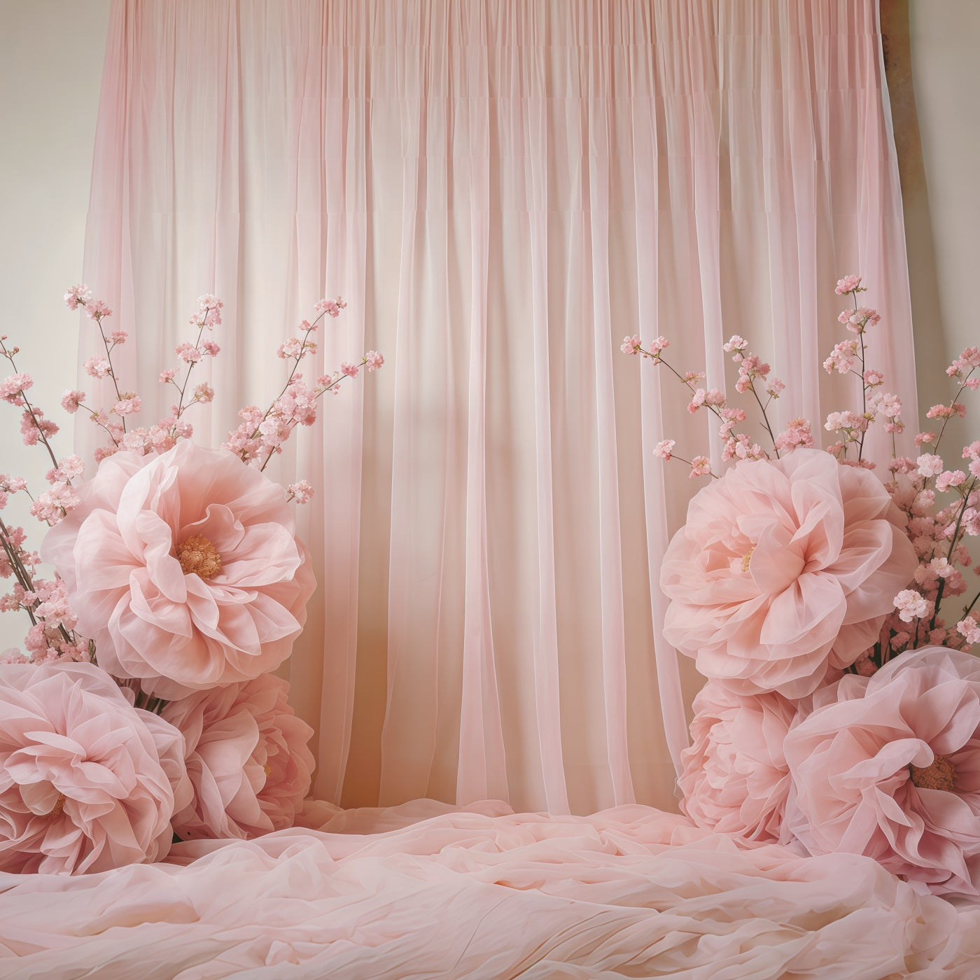 Mothers Day Flower Backdrop Blush Draped Floral Blossom Display Mothers Day Photo Backdrop Ideas CSH63-104