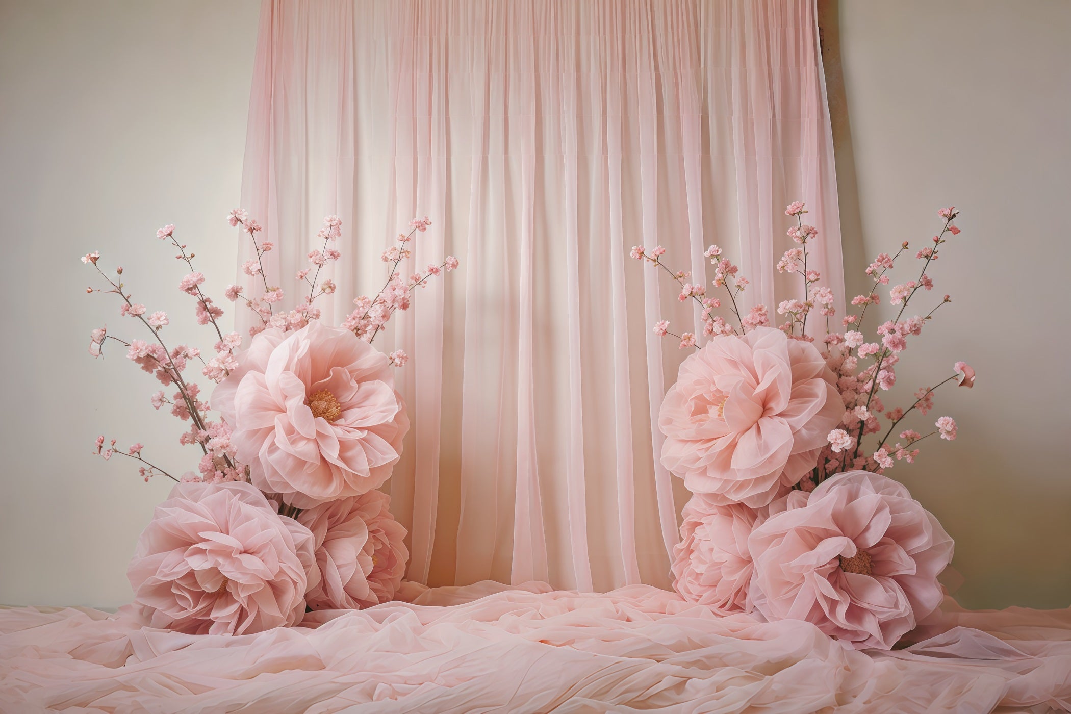 Mothers Day Flower Backdrop Blush Draped Floral Blossom Display Mothers Day Photo Backdrop Ideas CSH63-104