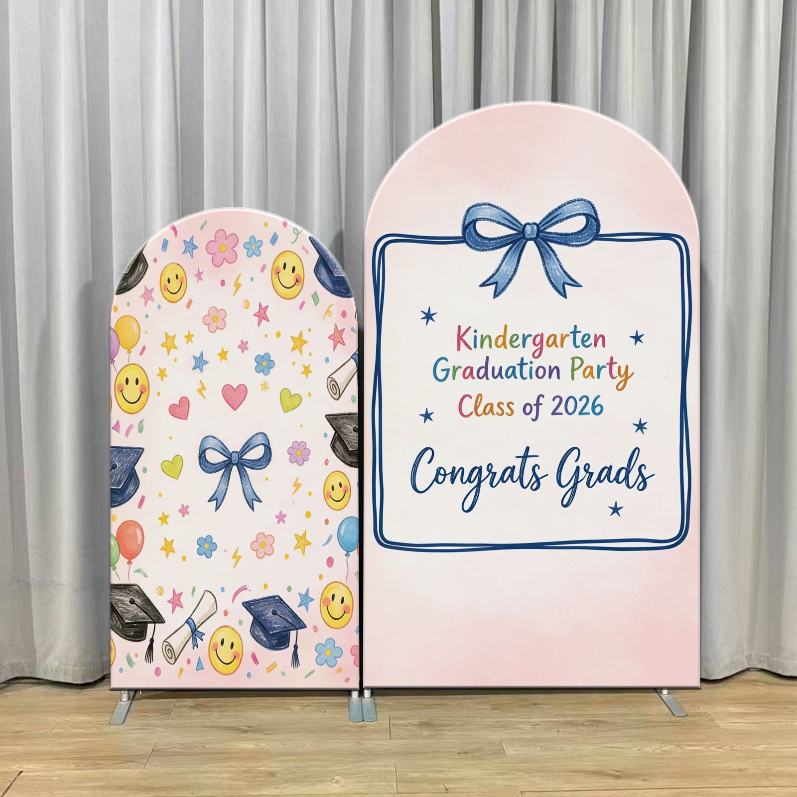 Kindergarten Graduation Backdrop Pink Kindergarten Double Arch Graduation Backdrop Photoshoot CSH63-110