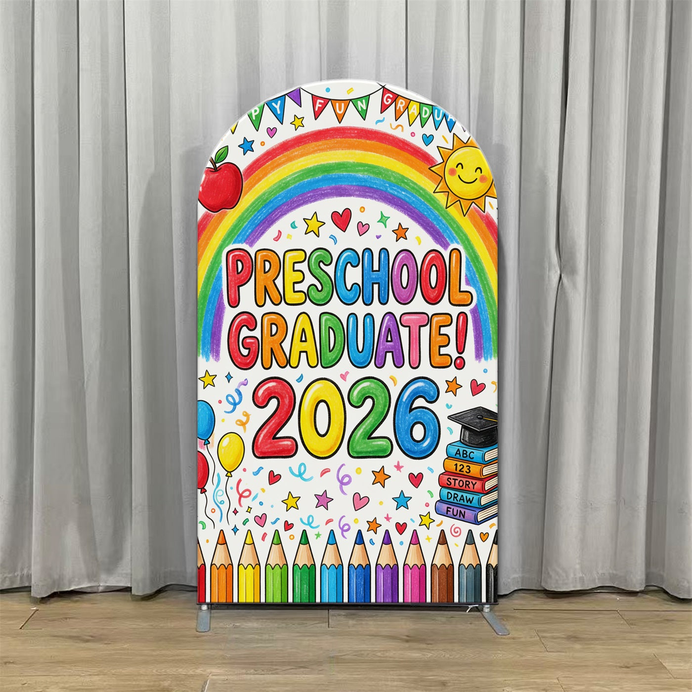 Prek Graduation Backdrop Rainbow Pencils Preschool 2026 Class of 2026 Backdrop CSH63-111