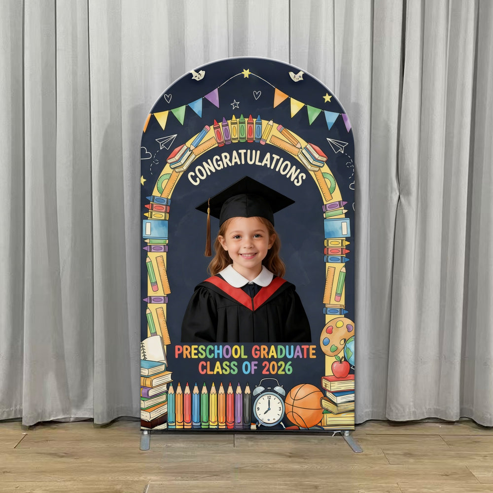 Prek Graduation Backdrop Colorful School Supply Arch Graduation Backdr