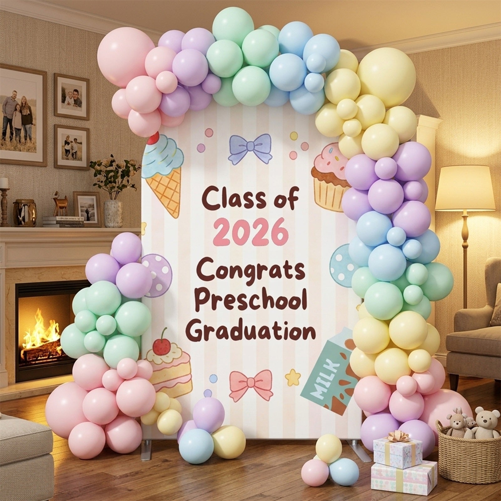 Preschool Graduation Backdrops Sweet Dessert Preschool Arch Graduation Backdrop Banner CSH63-121