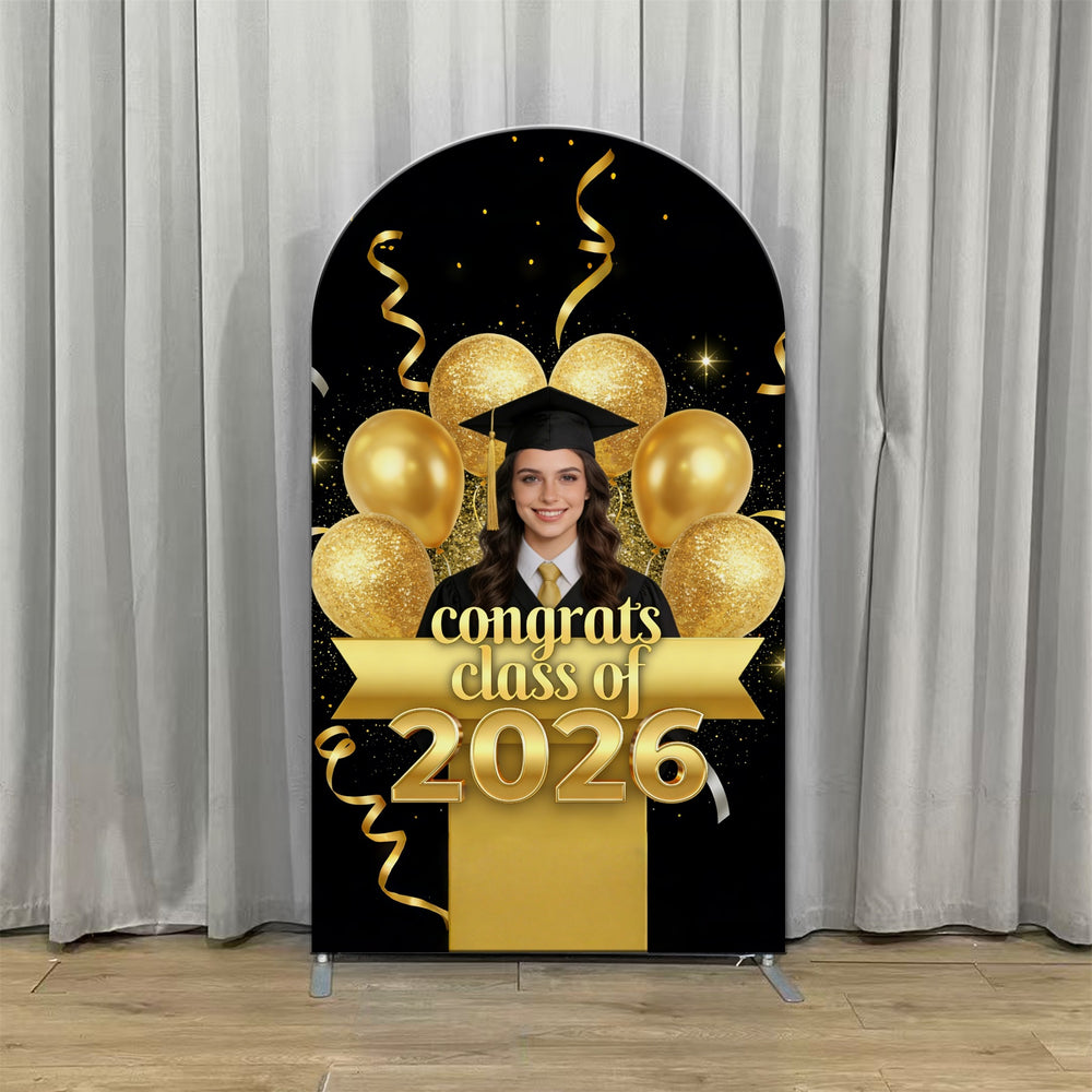 College Graduation Backdrop Ideas Black Gold Balloon Photo Arch Gradua