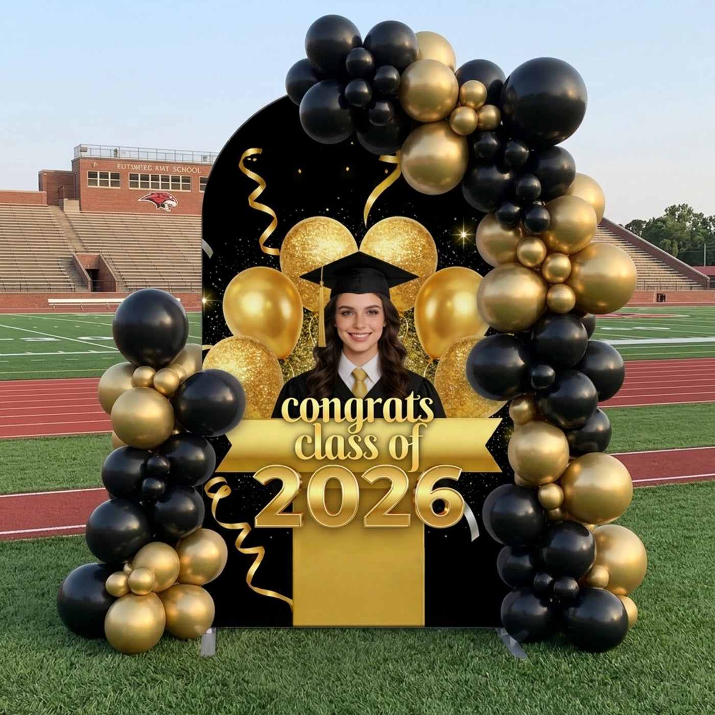 College Graduation Backdrop Ideas Black Gold Balloon Photo Arch Gradua