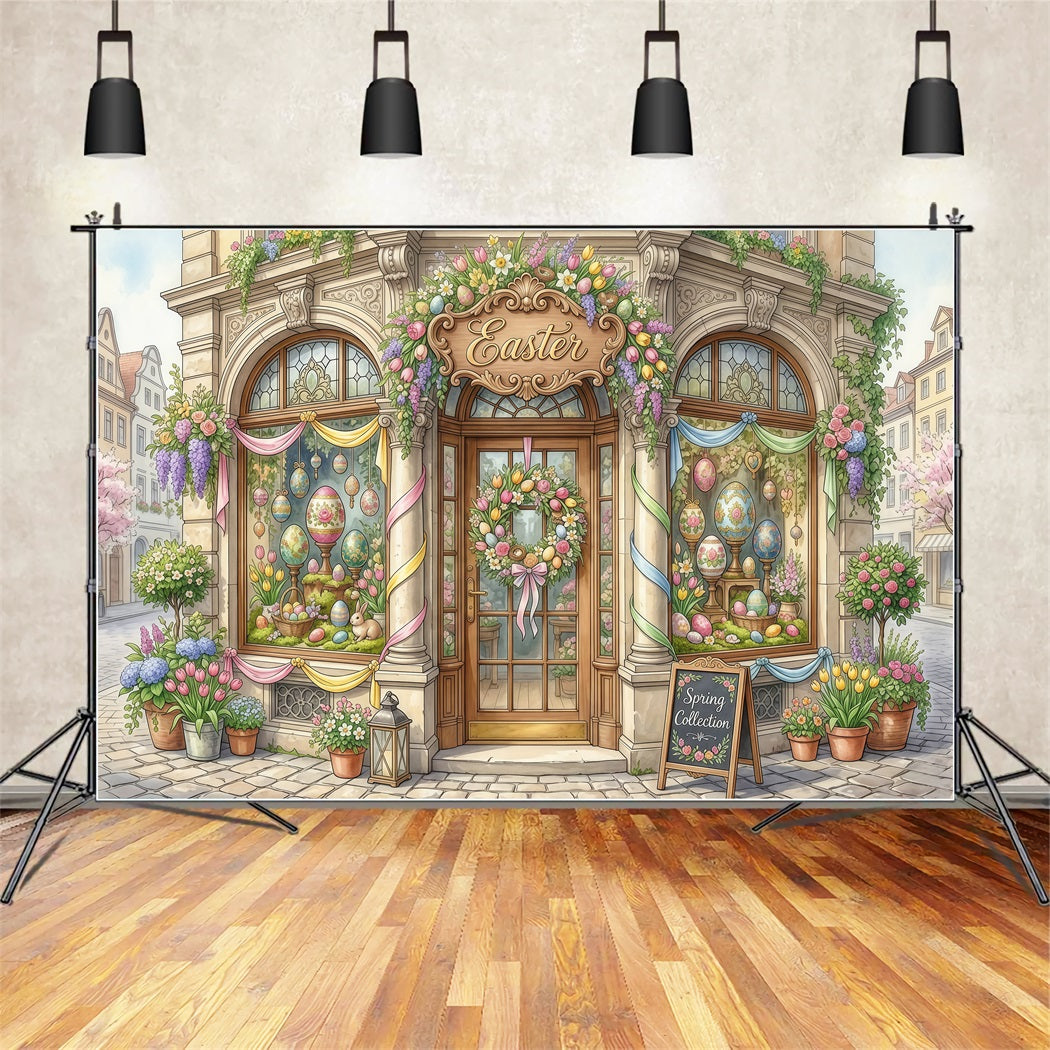 Easter Fairytale Backdrop Vintage Easter Flower Shop Photography Backdrop Easter CSH63-34
