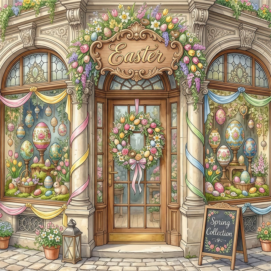 Easter Fairytale Backdrop Vintage Easter Flower Shop Photography Backdrop Easter CSH63-34