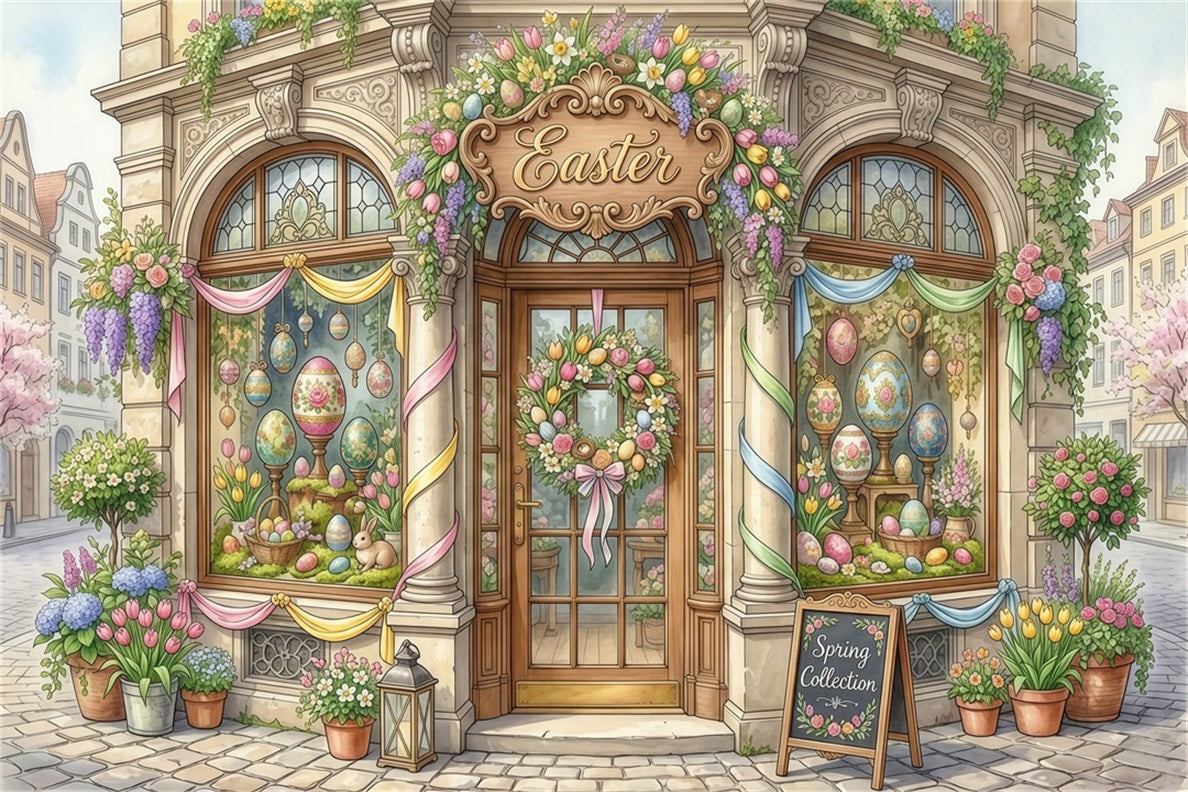 Easter Fairytale Backdrop Vintage Easter Flower Shop Photography Backdrop Easter CSH63-34