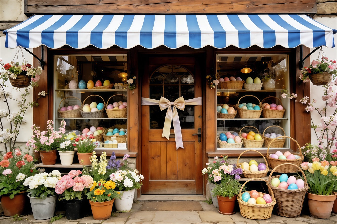 Easter Rustic Backdrop Egg Basket Wooden Flower Shop 10x10 Easter Backdrop CSH63-40