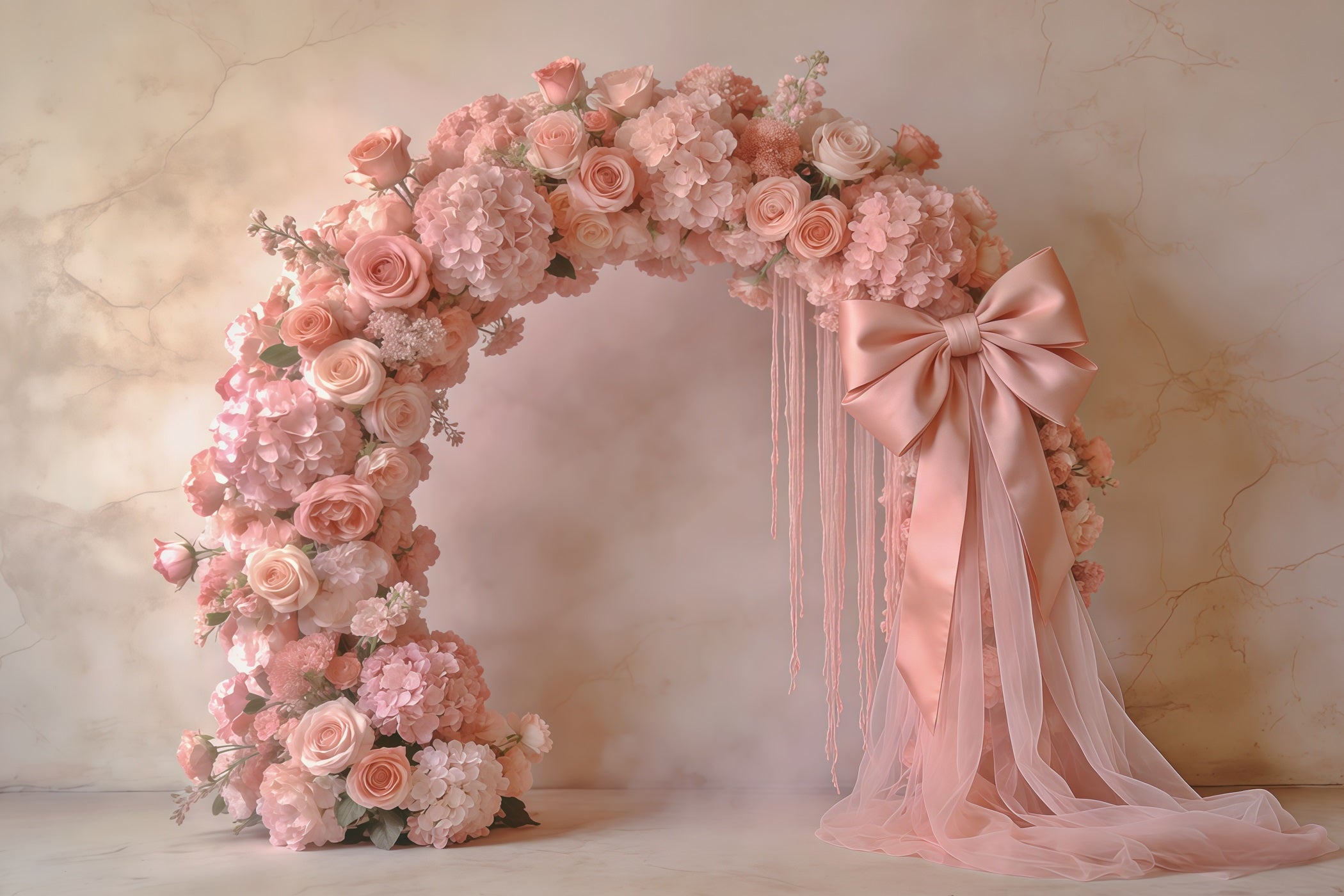 Carnation Mother's Day Backdrop Blush Rose Arch Bow Mother's Day Backdrop CSH63-52
