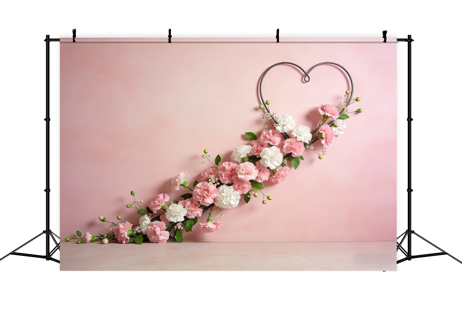 Floral Wreath Mother's Day Backdrop Pink Heart Carnation Garland Mothers Day Backdrop CSH63-58