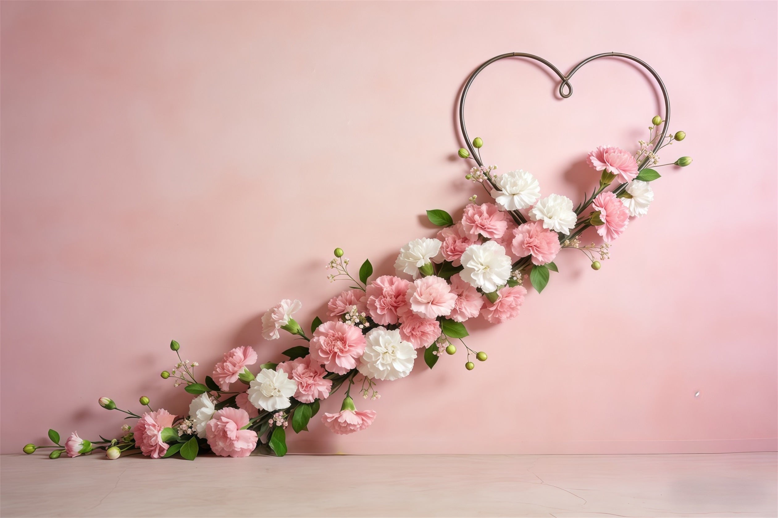 Floral Wreath Mother's Day Backdrop Pink Heart Carnation Garland Mothers Day Backdrop CSH63-58