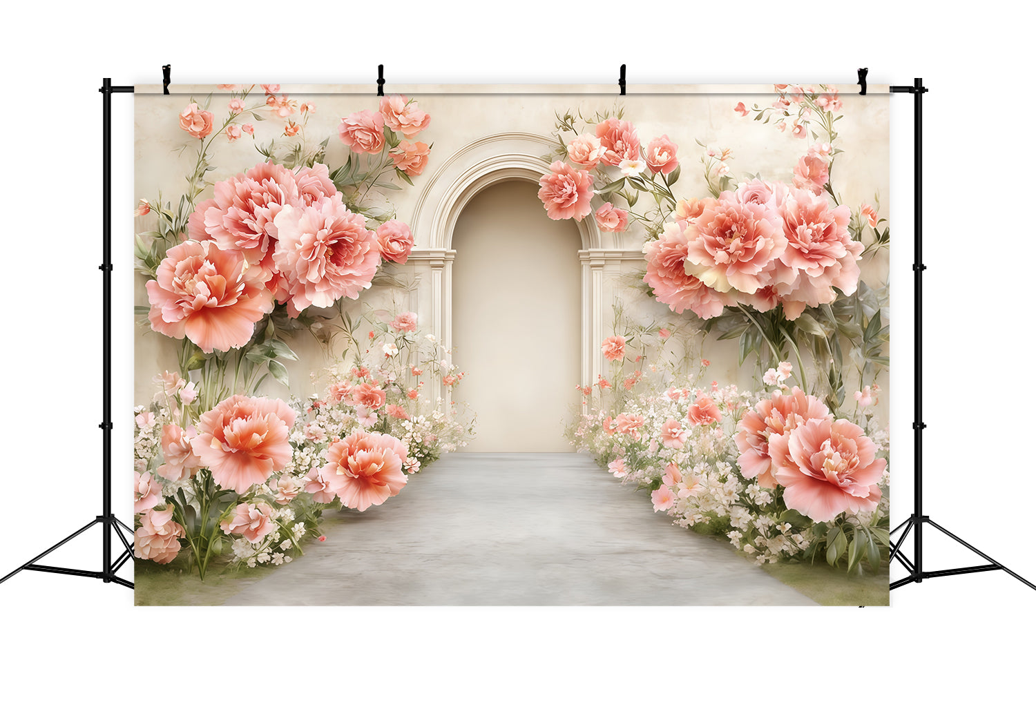 Carnation Mother's Day Backdrop Peach Blossom Archway Garden Mother's Day Backdrop CSH63-64