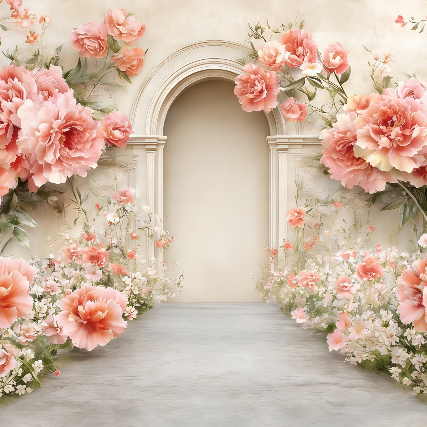 Carnation Mother's Day Backdrop Peach Blossom Archway Garden Mother's Day Backdrop CSH63-64
