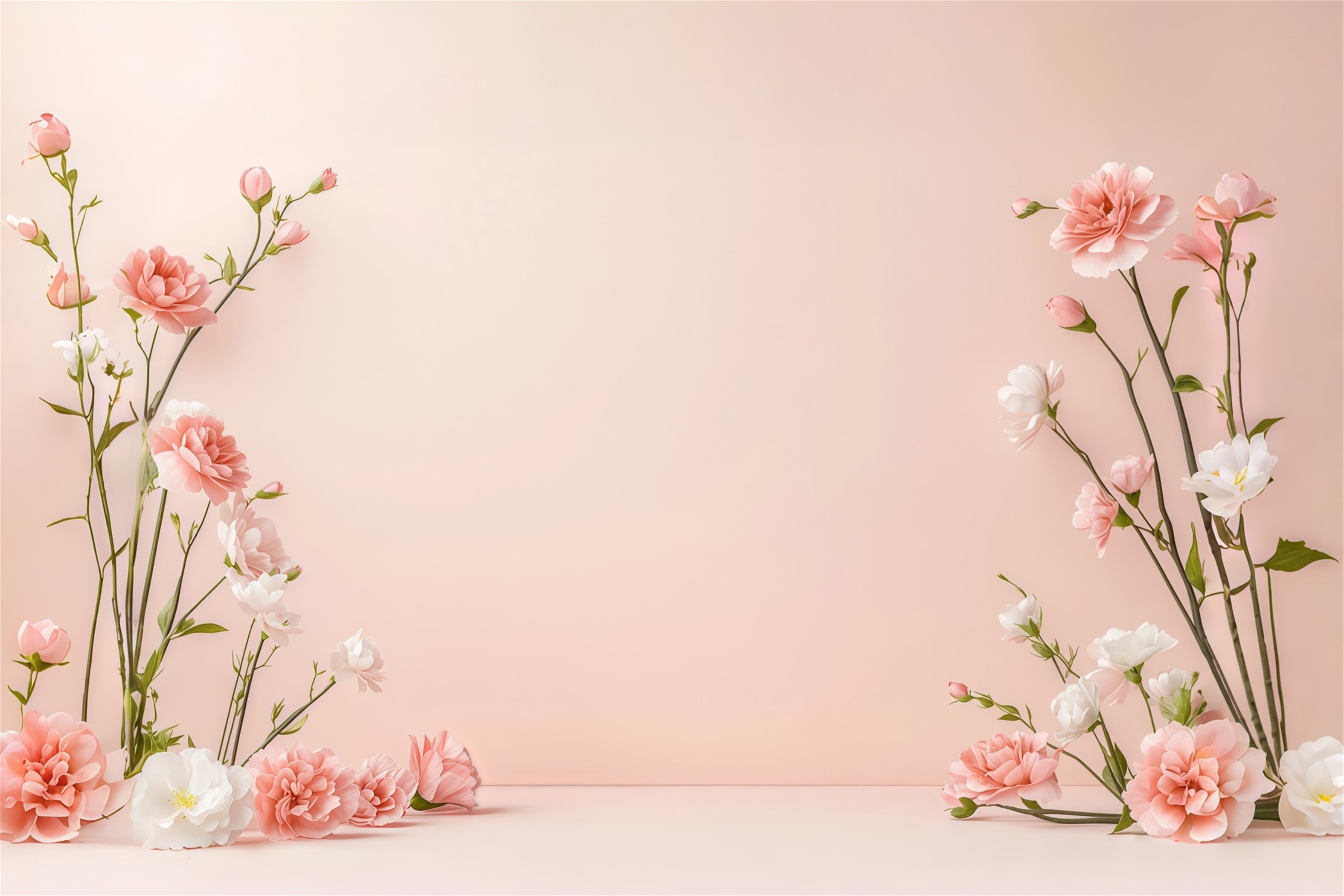 Floral Wreath Mother's Day Backdrop Minimal Blush Flower Border Mothers Day Backdrop CSH63-65
